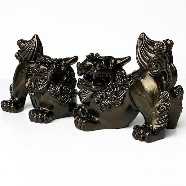 シーサー 置物 玄関 沖縄 土産 ペアシーサー 招福シーサー 黒金