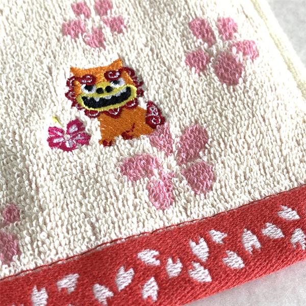 沖縄刺繍タオルハンカチ シーサー