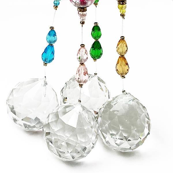 ホタルガラスサンキャッチャー 開運アイテム 水晶 玄関 車内飾り 風水