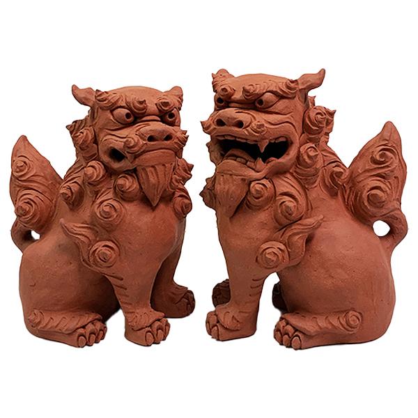 初売り シーサー 素焼き ペア 玄関 ミニ 置物 シーサー お土産 沖縄 手びねり 特大 座 その他インテリア小物 置物 Revuemusicaleoicrm Org