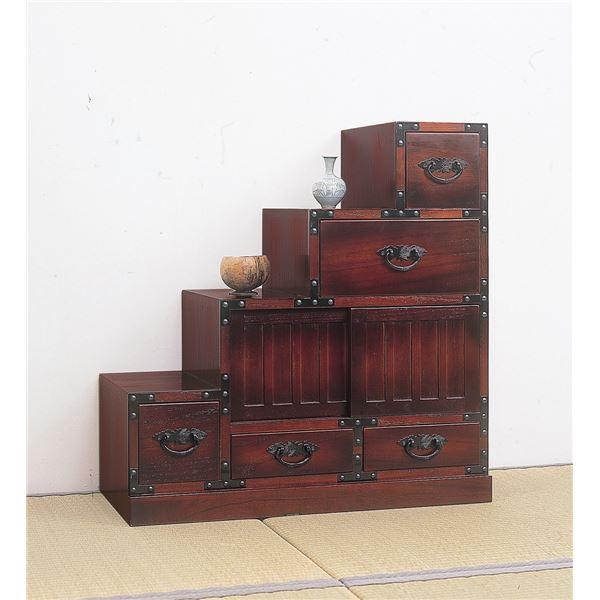民芸調タンス/階段箪笥 〔左下がり/幅67cm〕 木製(桐) 〔完成品