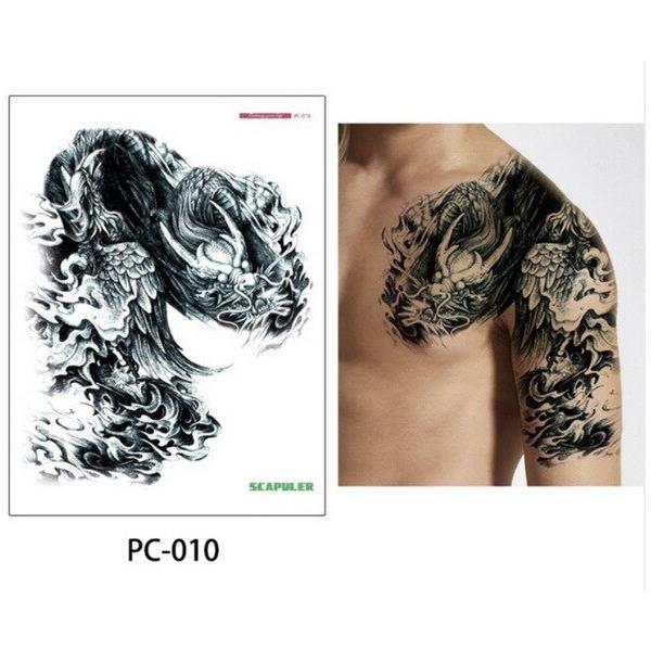 タトゥーシール 肩 腕 龍 ドラゴン リアル 刺青 入墨 大判 010 : Kufa