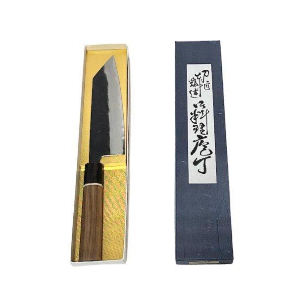*越前数馬作 村雨 剣型文化包丁 170mm 鍛造白二鋼 黒打 SGW八角柄付 620201 202306