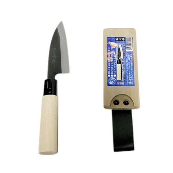 数馬作 フィッシング小出刃包丁 手打鋼付 105mm （両刃） 磁石付木鞘入