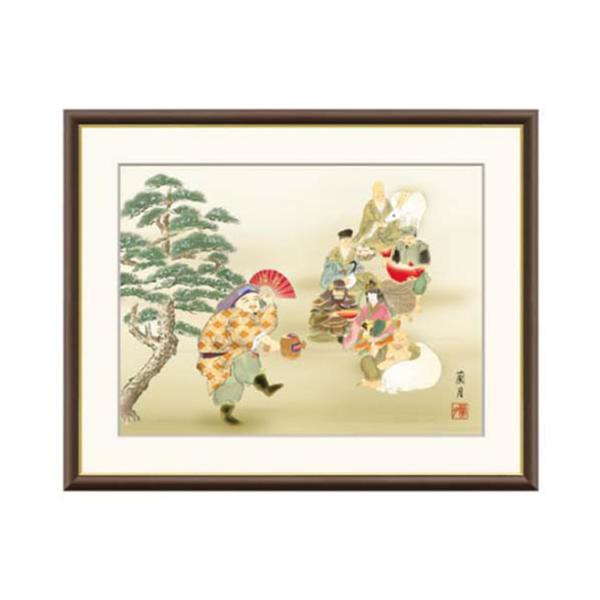 日本画 和額 七福神　縁起　額縁 縁起画 現代日本画 額縁 七福神 F8号 吉井蘭月 暁山会 : 熊野古道仏壇