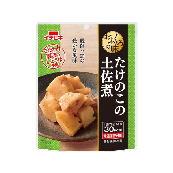 ●こだわり製法のまろやかなしょうゆを使用し、素材のうまみを際立たせました。●食感の良いたけのこに鰹節をまぶし、風味豊かに仕上げました。●常温で保存できます。原材料名：たけのこ（中国産）、しょうゆ、砂糖、米発酵調味料、みりん、鰹削り節、鰹節エ...