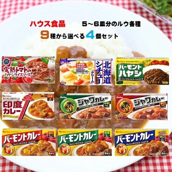 他サイト： 【送料無料メール便】【選べるセット】【ハウス食品】9皿・10皿・12皿分のルウ各種＼9種から選べる4個セット／1人暮らしのお子様への仕送りにも(s490240202004)の商品画像