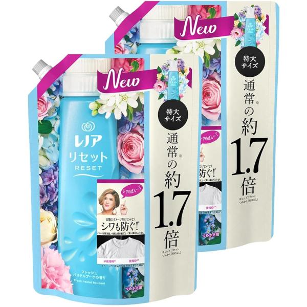レノア Lenor 【まとめ買い】 リセット 柔軟剤 衣類のダメージケア フレッシュパステルブーケ 詰め替え 約1.7倍(795mL) × 2個