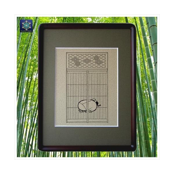 組子細工欄間入り書院障子影絵100選　No.8 布袋
