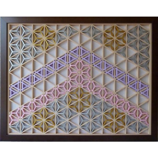 組子細工欄間入り書院障子影絵100選 No.2 干網に鳥 : くみこスタジオ