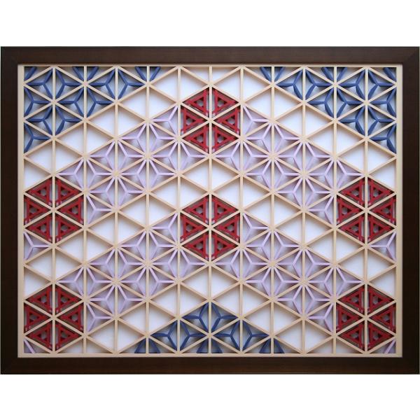 和モダン アートパネル 組子色彩葉 【3色3号 Type1】 インテリア