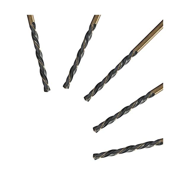 Aopin 5pcs HSS 15/64"インチ (6mm) メートル法の金コバルトチタン高速鋼ツイストドリルビット,鋳鉄,ステンレス鋼,銅,木材,