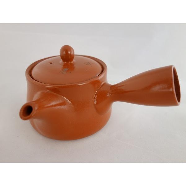 陶器製茶器 オレンジグレー 陶器の急須+ガラスの湯飲み オレンジ