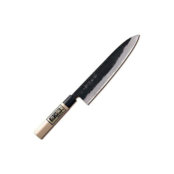 藤次郎作 牛刀包丁 約215mm 日本製 Tojiro 未使用に近い TOJIRO 藤次郎 F-694 黒打砥出し 牛刀 210mm 白紙鋼両刃（PC桂柄