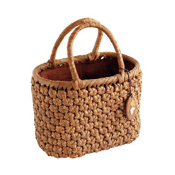 山葡萄バッグ・手提げ・買い物篭 山葡萄バッグ 小判 花編 (削皮) 内布  