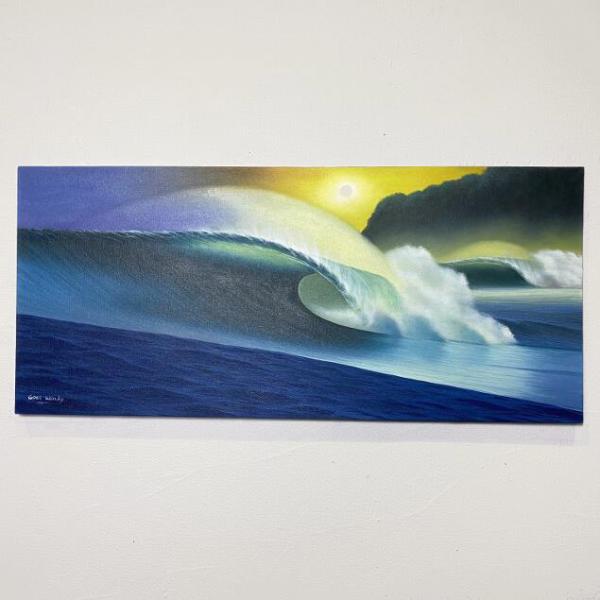 波の絵 windy作 W90×H40cm A-1 (1160-1) アートパネル インテリア 海の絵 波 アート 有名画家 バリ島 バリ絵画 リゾート