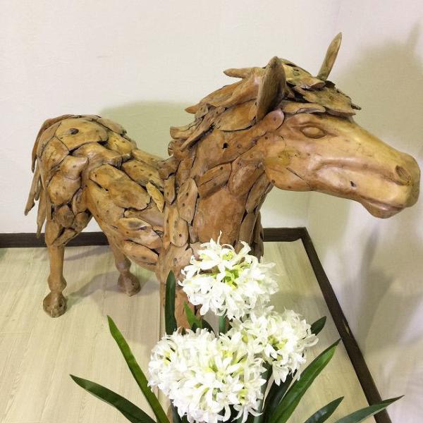 木馬 子馬 大型オブジェ W168cm 躍動感あふれる 凛々しい 動物オブジェ