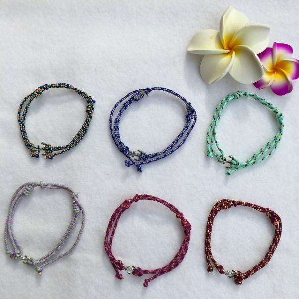 メール便対応可 ミサンガ ブレスレット アンクレット イカリ 錨 マリン 青系６色 アジアン バリ バリ雑貨 アジア雑貨 アクセサリー