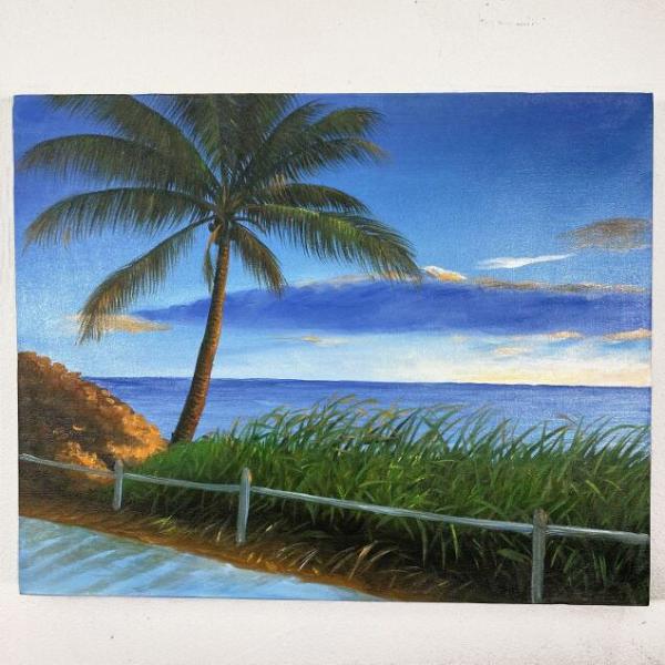 海の絵 海とヤシの木 海岸 W50×H40cm 波 アート イラスト バリ 海の絵 海とヤシの木 海岸 W50×H40cm 波 アート イラスト バリ