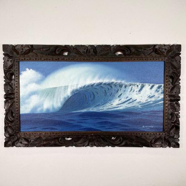 波の絵 windy 73×43cm 額付き 海の絵 波 アート サーフィン バリアート