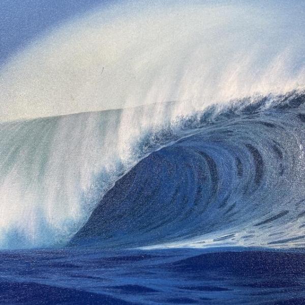 波の絵 windy 73×43cm 額付き 海の絵 波 アート サーフィン バリアート