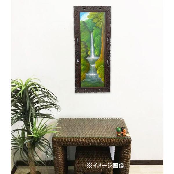 バリアート 滝の絵 森の滝 額付き W43×H103cm 縦長 (1519) 癒し バリ島