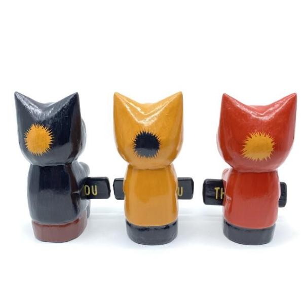 バリネコ ウェルカムサインボード 木製オブジェ 3色 木彫り バリ猫