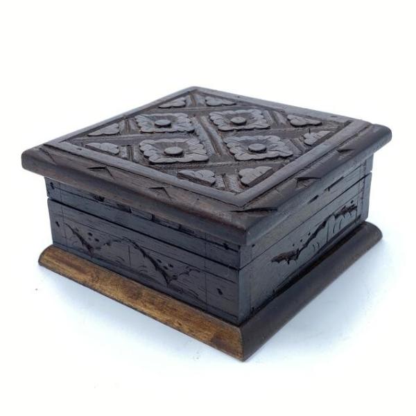 バリ彫刻 アジアンウッドボックス S 10×10cm 木箱 アクセサリー 
