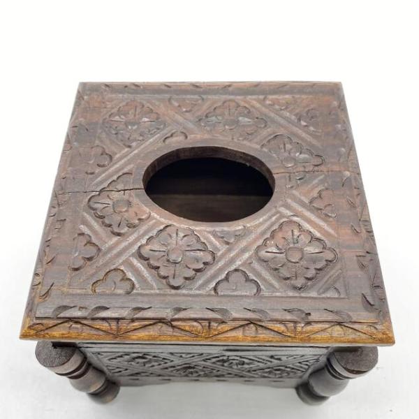 バリ彫刻 アジアンウッドボックス 穴開きタイプ 15×15cm 木箱 小物入れ