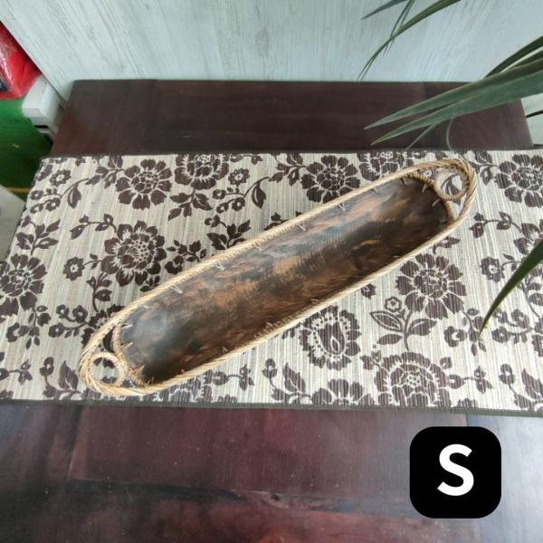 木製 ロングトレイ トレー お盆 取っ手付 Sサイズ W39cm パームリディ ウッドトレイ おぼん 茶色 ブラウン 和風 レトロ　 アジアン