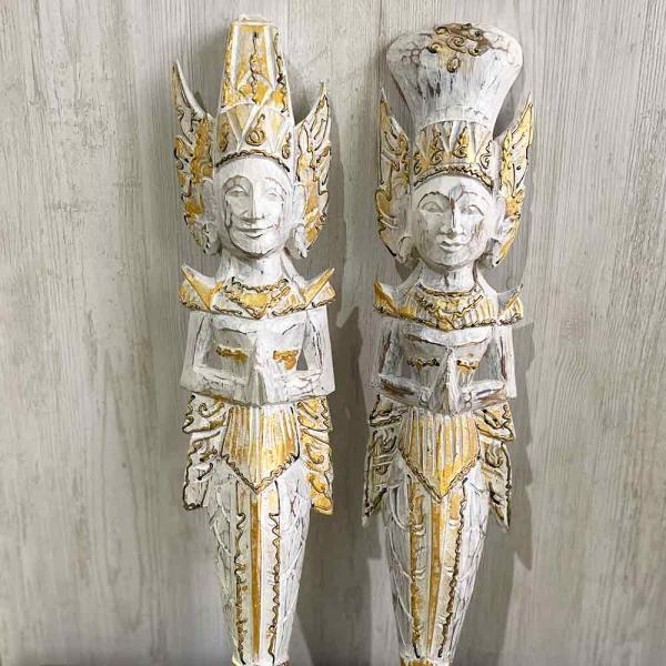 木彫り壁掛け ラマシタ 60cm ホワイト ペア セット インテリア