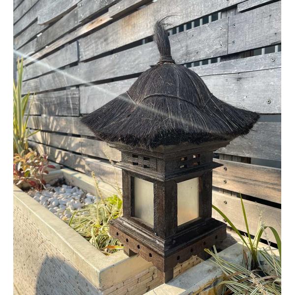 寺型 ランプシェード 小 木製 屋内外 照明 バリ アジアンリゾート