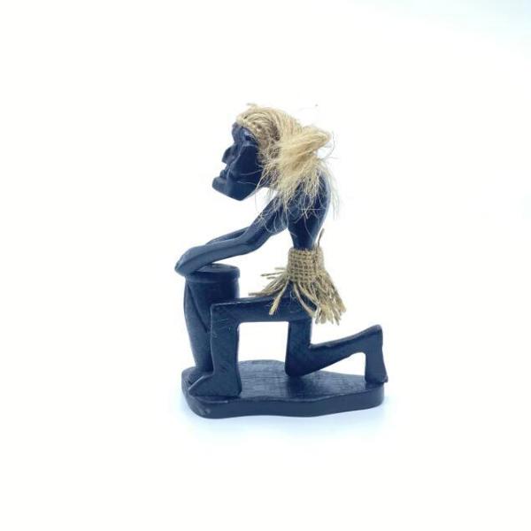 木彫り イリヤ原人 オブジェ 太鼓 B 置物 木製 人形 エスニック バリ