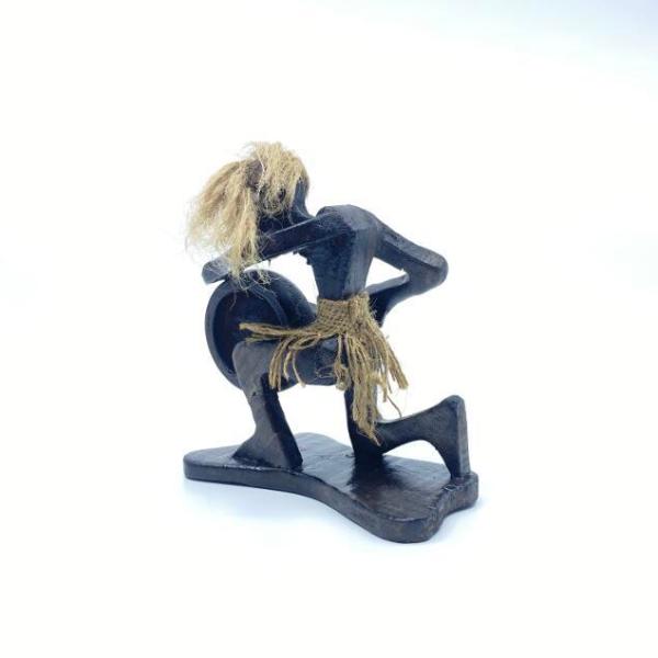 木彫り イリヤ原人 オブジェ ドラ 太鼓 C エスニック バリ雑貨 イリヤ