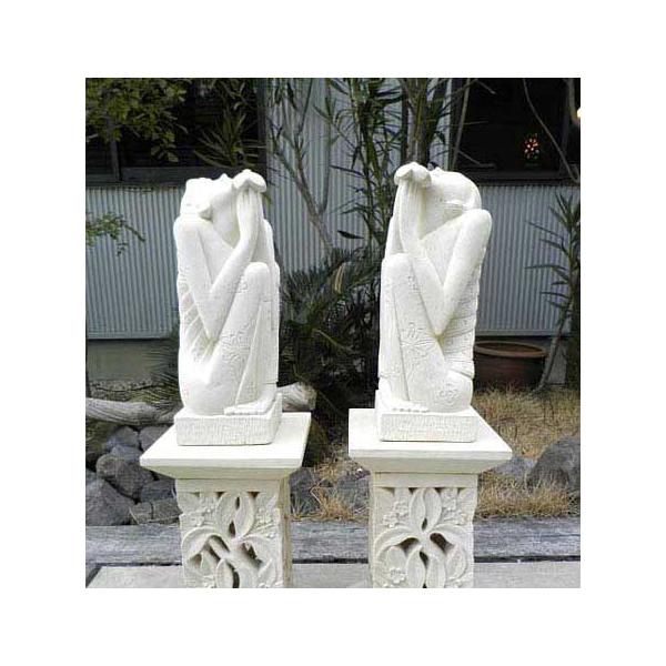 石像 カップル像 H約60cm 1セット バリニーズ オブジェ ストーン