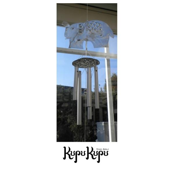 バリ島製 アルミデザイン ゾウ型風鈴 ドアベル チャイム 鐘 おしゃれ