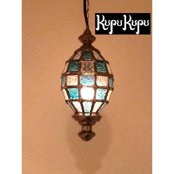 照明ペンダントライト型板硝子真鍮ステンドグラスアンティークバリ島