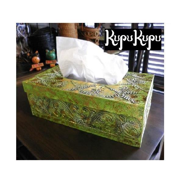 オリジナル キラキラ ティッシュＢＯＸ 木製 アンティーク風 バリ雑貨 アジアン雑貨 リビング 寝室 南国 リゾート
