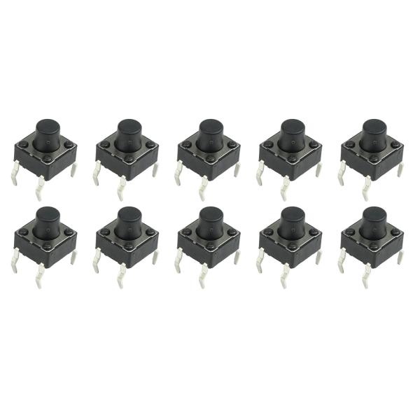 タクトスイッチ 10個 黒 6×6×7mm 4ピン ブレッドボード対応