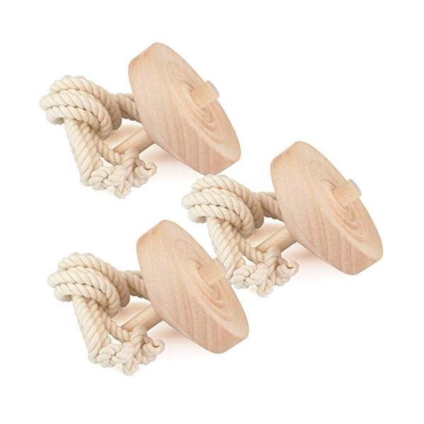 他サイト： 長く回る大きめサイズ 色塗りや工作できる無地木製こま 7cm 白木軸 3個セット ひもこま こま紐付きの商品画像