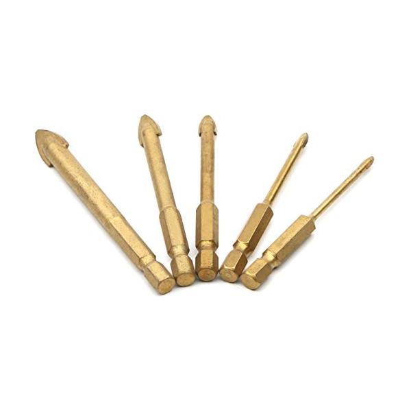 ゴールド/-/-・パッケージ個数:1・ドリルビットの特徴センタードリル用ビット 超硬合金材料: 炭化タングステン。表面処理：耐久性と長寿命のためにコーティングされたチタン　クロス刃先:超硬チップ。・ヘッドサイズ：4mm（0.15インチ）/ ...