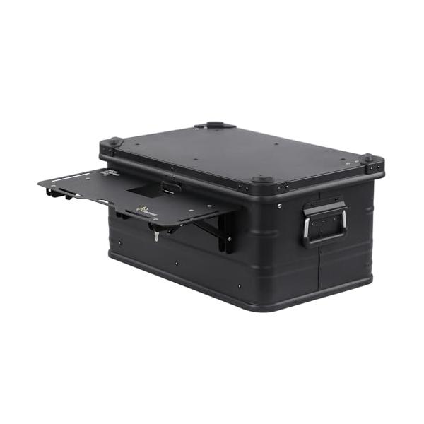 Deerest アルミコンテナボックス X-PANDA 50L スタッキング 拡張 収納ボックス 荷台 ロックタイプ 多機能 収納ケース キャンプ ブラックギア ストッカー
