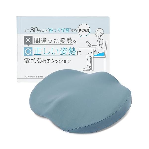 シンプル・30分以上座ったまま勉強するお子様用椅子クッションです・間違った座り方を正しい座り方に変える椅子クッションです・まるでバランスボールに座っているような感覚で、正しい姿勢をキープします・高さ6cmの体圧分散で長時間座っていても疲れに...