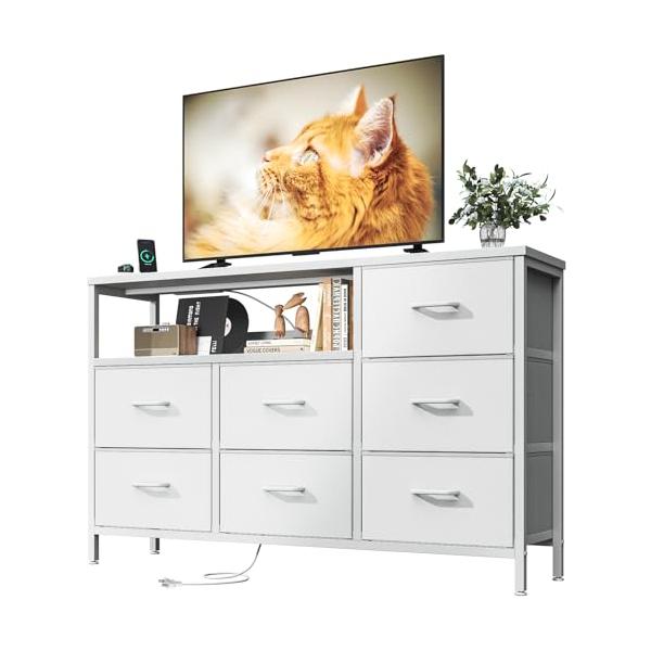 AODK タンス チェスト コンセント付き 幅132×奥行30×高さ90cm テレビ台