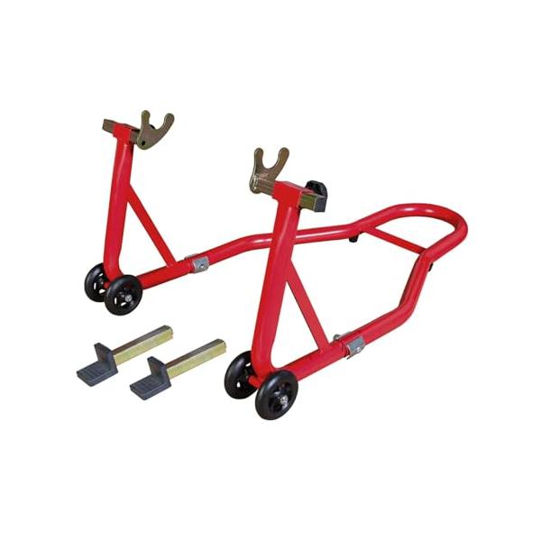 BIG RED バイク スタンド 耐荷重230kg メンテナンススタンド 後輪用 キャスター付き L型とU型 レッド