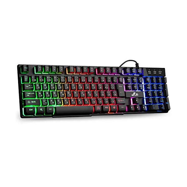 他サイト： Rii ゲーミングキーボード 106キー 日本語配列 usb有線 ps4対応 バックライト 19キー防衝突 防水 7色 Windows/Macの商品画像