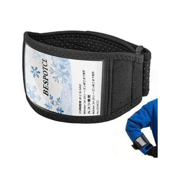 ブラック/-/-・サイズ調整可能腕周りが26cmから38cmまで調整でき、さまざまな体型の方にフィットするリフト券ホルダーです。特に、腕が太い方でも安心してご使用いただけ、スキーウェアの上からでも楽に巻けるので、快適に利用できます。これによ...