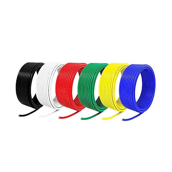 電線 ケーブル 0.5sq AWG20 黒白赤緑黄青 6色セット 3m 100Vケーブル 銅線 配線 コード 絶縁電線 通信機器用ビニル電線 電