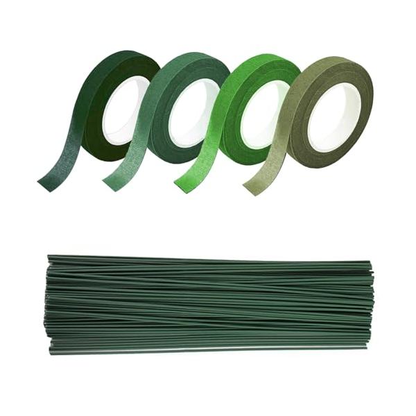 4種類の緑/-/-・Color:4種類の緑・パッケージ内容 フローラテープ 4巻入り（4種類の緑：ダークグリーン、グリーン、ライトグリーン、モスグリーン、各色1巻）。　地巻ワイヤー 50本入り。・サイズテープ：幅約12mm、長さ約27m/ロ...