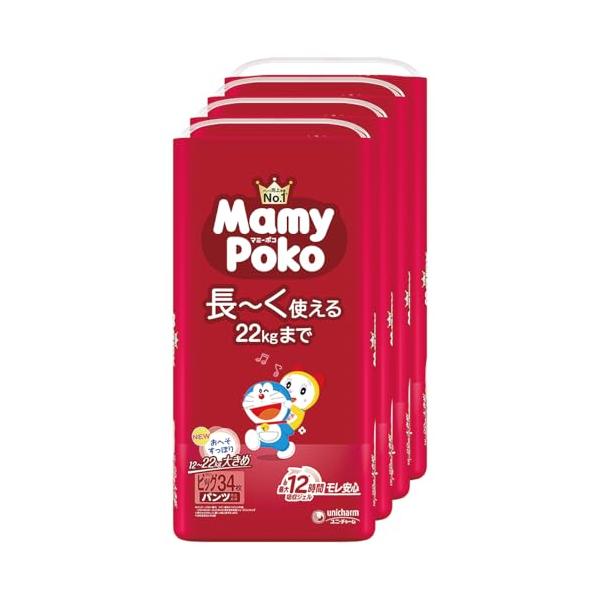 他サイト： パンツ ビッグサイズマミーポコパンツ ドラえもん オムツ 12~22kg136枚34枚×4 ケース品の商品画像